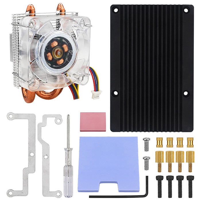ICE Tower CPU Cooling Fan for Raspberry Pi 5B pi5 Cooler U-Shaped Copper Tube, Cooling Fins, RGB LED Fan, Super Heat Dissipation