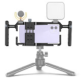 Phone Cage Video Rig Dual Handle for iPhone Android Cellphone Video Stabilizer Handheld Tripod Mount Hand Grip Filmmaking Vlog
