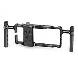 Phone Cage Video Rig Dual Handle for iPhone Android Cellphone Video Stabilizer Handheld Tripod Mount Hand Grip Filmmaking Vlog