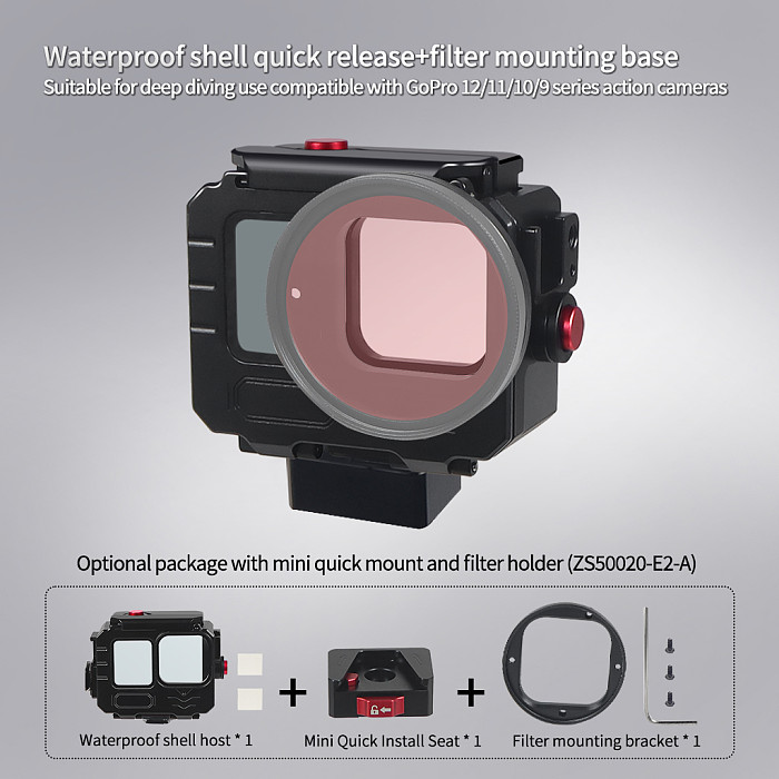 For GoPro Hero13 12 11 10 9 80M Waterproof Housing Aluminum Alloy Protective Cage Sport Camera Diving Case with Cold Shoe Mount