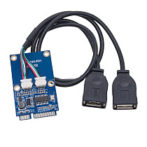 Mini PCI Express to Dual USB Adapter Card mPCIe to 5 Pin 2 Port USB2.0 Converter for Full/Half Height Mini PCI-E Expansion Card