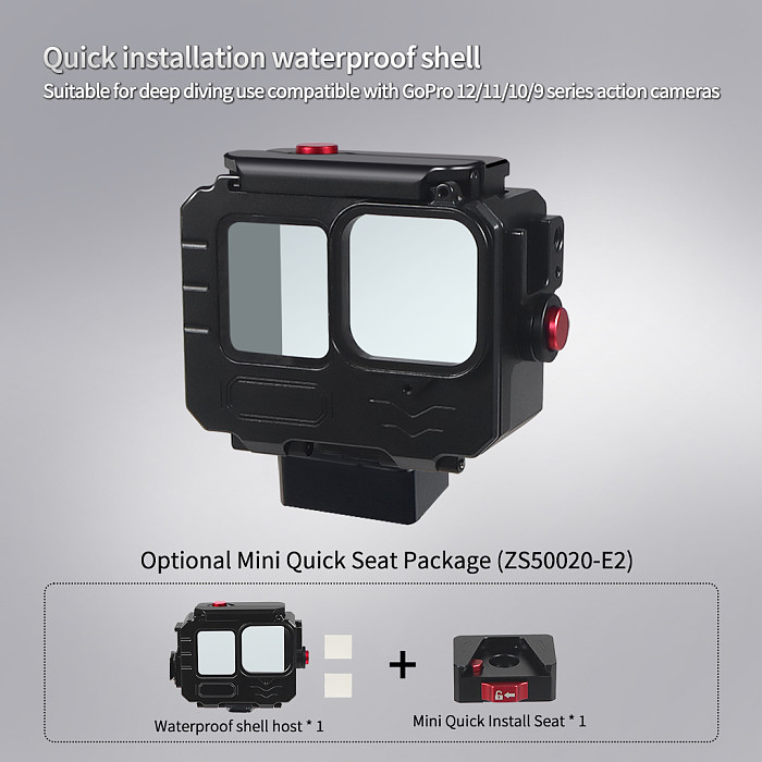 For GoPro Hero13 12 11 10 9 80M Waterproof Housing Aluminum Alloy Protective Cage Sport Camera Diving Case with Cold Shoe Mount