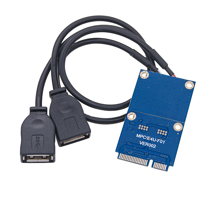 Mini PCI Express to Dual USB Adapter Card mPCIe to 5 Pin 2 Port USB2.0 Converter for Full/Half Height Mini PCI-E Expansion Card