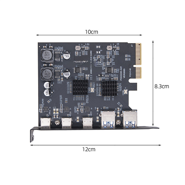 USB3.2 Expansion Card GEN2 10Gbps PCI-E 4X Adapter Card TYPE-C Type-A ASM3142+VL822 Dual Chip Controller Board for PC Desktop