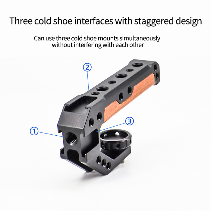 Universal Camera Top Handle Silicone Handgrip with Cold Shoe Mount 3/8 Arri Locating Screw for Canon Sony DSLR Camera Cage Rig