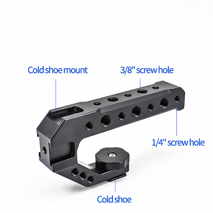 Universal Camera Top Handle Silicone Handgrip with Cold Shoe Mount 3/8 Arri Locating Screw for Canon Sony DSLR Camera Cage Rig