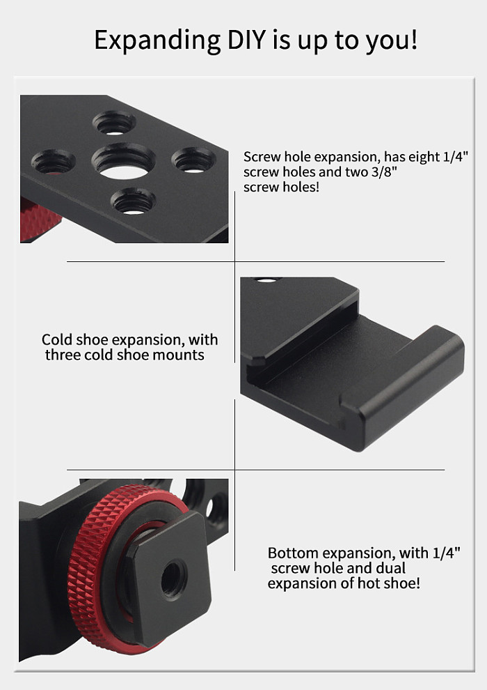 Cold Shoe Bracket Triple 3 Universal Hot Shoe Extension Mount Bar for DSLR Camera LED Video Light Microphone Monitor Flash