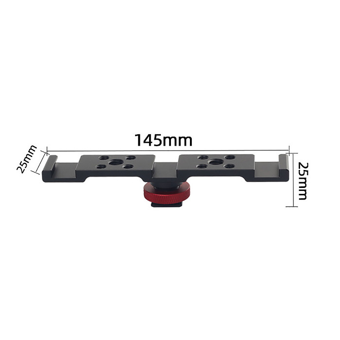 Cold Shoe Bracket Triple 3 Universal Hot Shoe Extension Mount Bar for DSLR Camera LED Video Light Microphone Monitor Flash