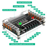 ATX 24Pin Power Supply Breakout Board and Acrylic Case Kit with 3.3V 5V 12V Output Voltage and 12 ports USB, 3A Maximum Output