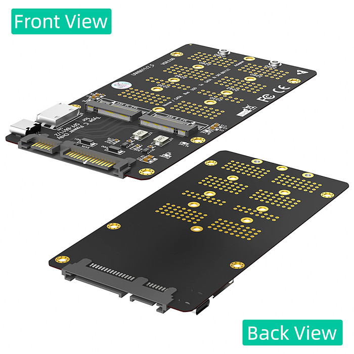 2 in 1 for M.2(NGFF) NVMe / SATA-Bus SSD to SFF-8611/8612 & SATA Riser Type C Power Adapter Card for M2 2230 2242 2260 2280 SSD