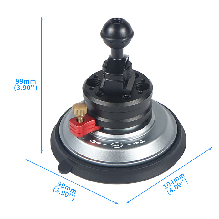 4 inch Vacuum Suction Cup Powerful Heavy-Duty Strong Sucker with 1/4  3/8  ARRI Holes Quick Release for Car Photography 20Kg