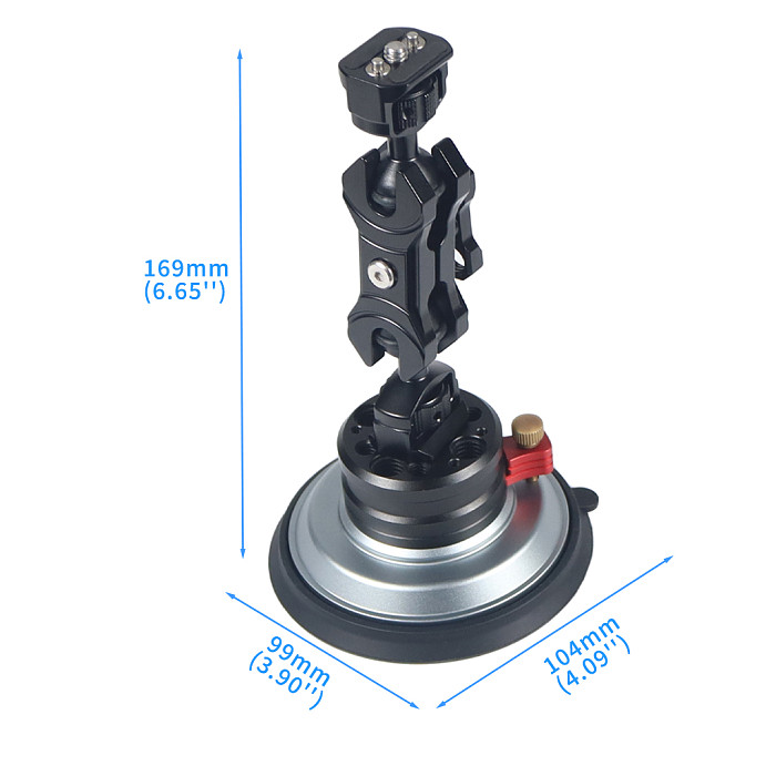 4 inch Vacuum Suction Cup Powerful Heavy-Duty Strong Sucker with 1/4  3/8  ARRI Holes Quick Release for Car Photography 20Kg
