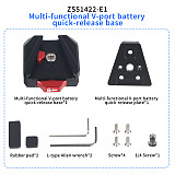 Mini V Lock Mount Adapter Quick Release Clamp Plate with 1/4 -20 Mounting Slots for DSLR Camera Battery Mounting / Disassemble