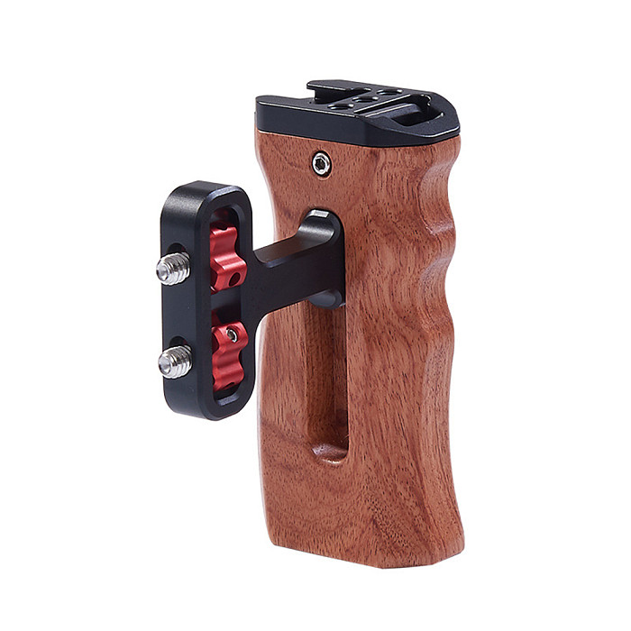 Universal DSLR Camera Cage Wooden/Metal Side Handle Grip Mini Handgrip with 1/4 Thread Cold Shoe Mount Photography Accessories