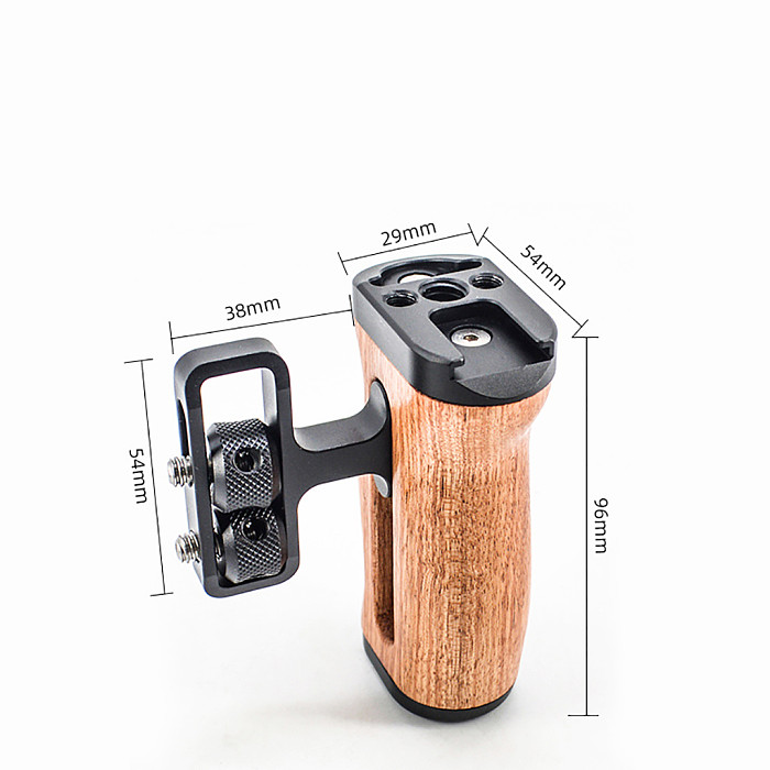 Universal DSLR Camera Cage Wooden/Metal Side Handle Grip Mini Handgrip with 1/4 Thread Cold Shoe Mount Photography Accessories