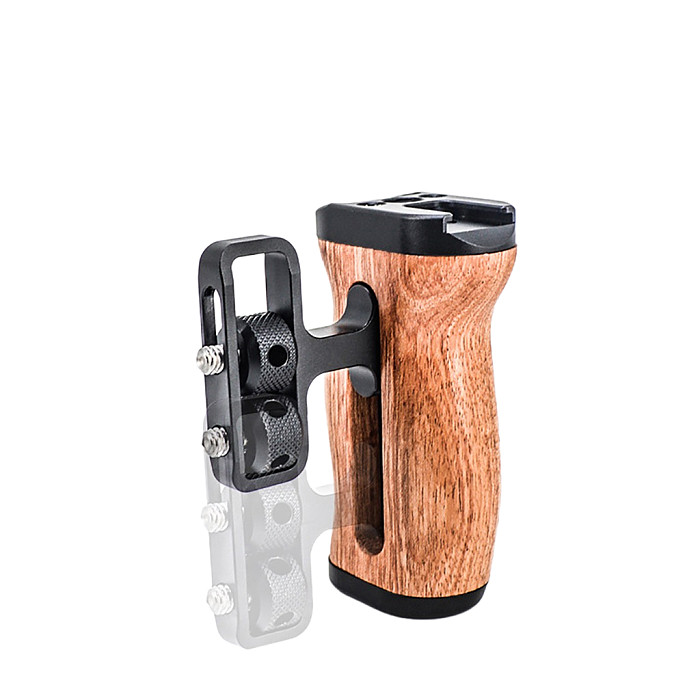 Universal DSLR Camera Cage Wooden/Metal Side Handle Grip Mini Handgrip with 1/4 Thread Cold Shoe Mount Photography Accessories