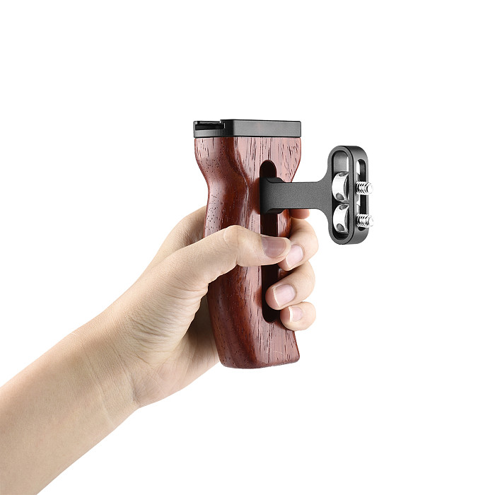 Universal DSLR Camera Cage Wooden/Metal Side Handle Grip Mini Handgrip with 1/4 Thread Cold Shoe Mount Photography Accessories