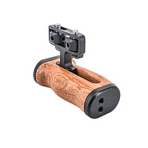 DSLR Camera Cage Side Handle Grip Left Right Side Wooden Handgrip Cold Shoe Mount 1/4 3/8 Screw Hole for Sony Canon Nikon