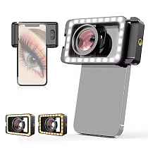 APEXEL For Eyelashes And Nails Photography with M15X Macro Display Finger 95+Fill Light Universal Clip Phone Lens For Apple Or Android