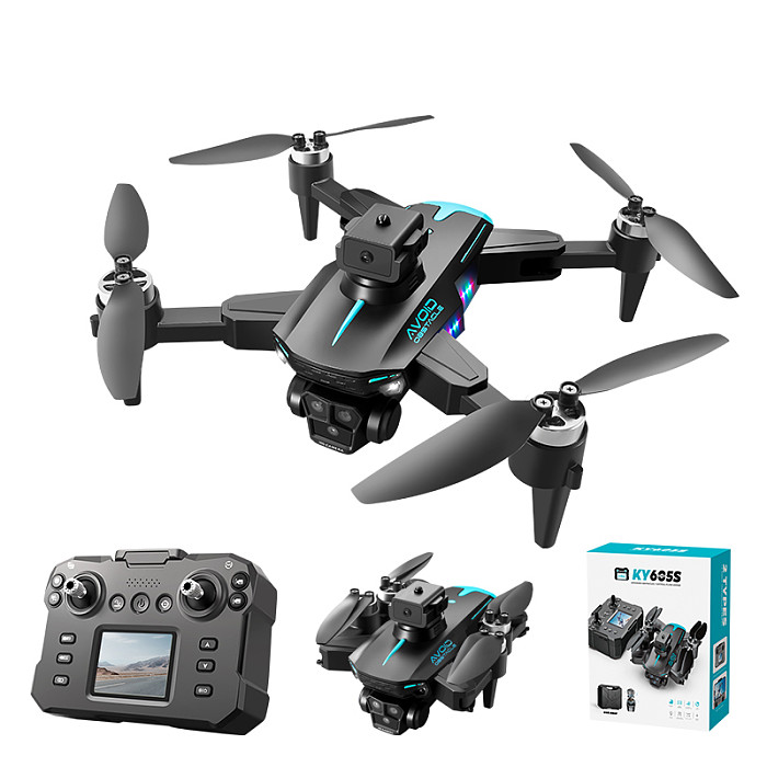 KY605s Screen Controlled Brushless Foldable RC Quadcopter 4K Wide Angle Three Camera HD 360° Roll Lntelligent Obstacle Avoidance Drone Toy