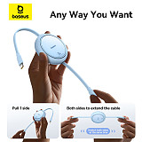 Baseus Free2Pull Retractable Type-C to iP 20W 1m Freely Stretching PD 20W Fast Charging Data Cable 480Mbps Transmission Rate
