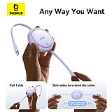 Baseus Free2Pull Retractable Type-C to iP 20W 1m Freely Stretching PD 20W Fast Charging Data Cable 480Mbps Transmission Rate