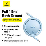 Baseus Free2Pull Retractable Type-C to iP 20W 1m Freely Stretching PD 20W Fast Charging Data Cable 480Mbps Transmission Rate
