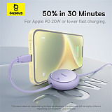Baseus Free2Pull Retractable Type-C to iP 20W 1m Freely Stretching PD 20W Fast Charging Data Cable 480Mbps Transmission Rate