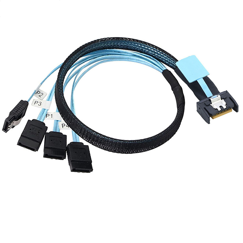 SlimSAS 8654 MCIO 4I 38pin to 4X SATA Cable PCIE5.0 PCI-E Server Data Connection Cable