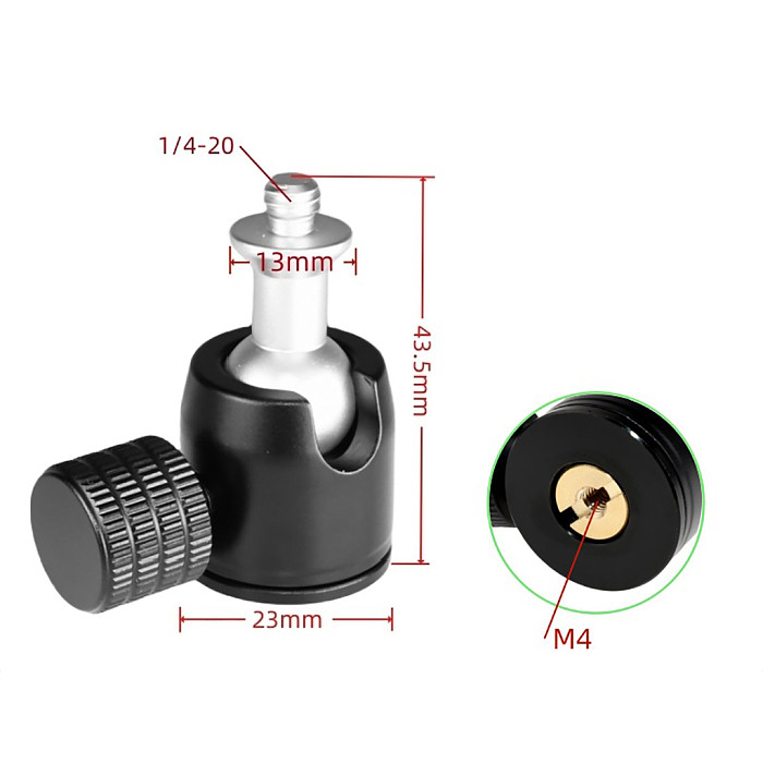 Aluminum Alloy 360 Degree Swivel Tripod Ball Head Mount Universal 1/4 3/8 M4 M5 M6 Thread Mount for DSLR Camera Tripod Mounting
