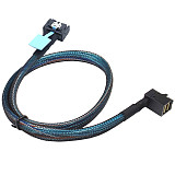 XT-XINTE Gen5 MCIO Slimline SFF-8654 4i to HD SFF-8643 90 Degree Right Angle Adapter Cable for Server Cable Braided Cord Wire