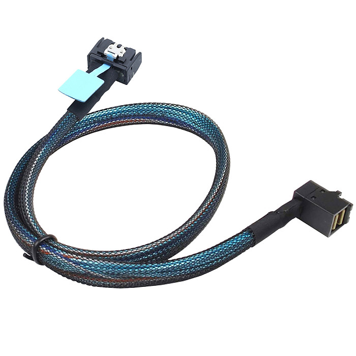 XT-XINTE Gen5 MCIO Slimline SFF-8654 4i to HD SFF-8643 90 Degree Right Angle Adapter Cable for Server Cable Braided Cord Wire