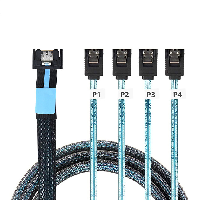 SlimSAS 8654 MCIO 4I 38pin to 4X SATA Cable PCIE5.0 PCI-E Server Data Connection Cable