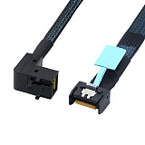 XT-XINTE Gen5 MCIO Slimline SFF-8654 4i to HD SFF-8643 90 Degree Right Angle Adapter Cable for Server Cable Braided Cord Wire