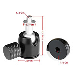 Aluminum Alloy 360 Degree Swivel Tripod Ball Head Mount Universal 1/4 3/8 M4 M5 M6 Thread Mount for DSLR Camera Tripod Mounting