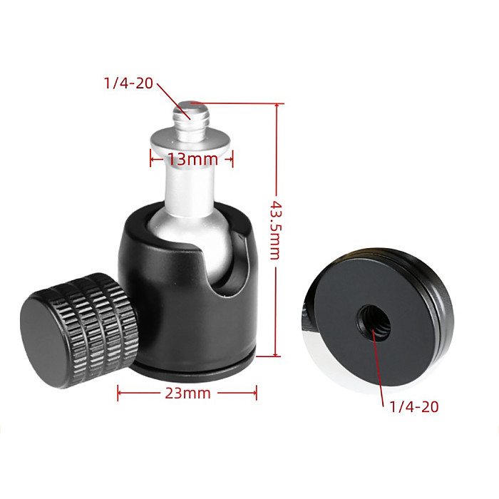 Aluminum Alloy 360 Degree Swivel Tripod Ball Head Mount Universal 1/4 3/8 M4 M5 M6 Thread Mount for DSLR Camera Tripod Mounting
