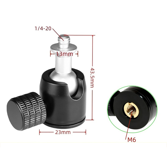 Aluminum Alloy 360 Degree Swivel Tripod Ball Head Mount Universal 1/4 3/8 M4 M5 M6 Thread Mount for DSLR Camera Tripod Mounting