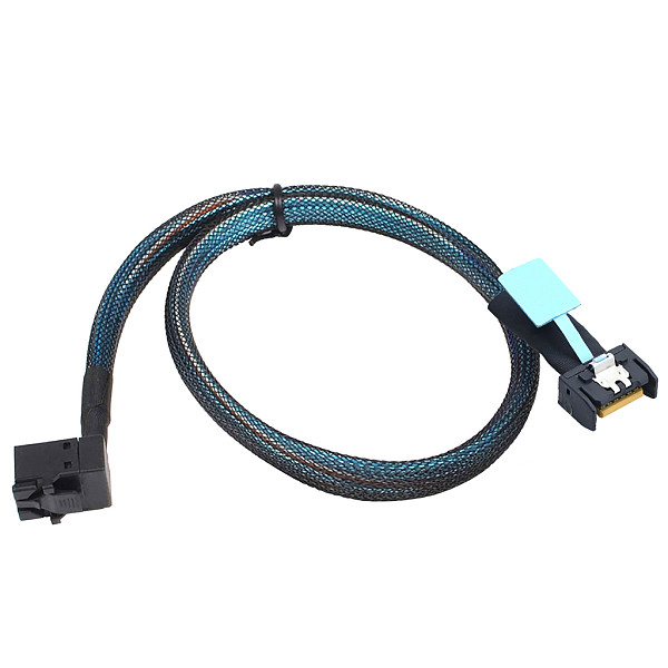 XT-XINTE Gen5 MCIO Slimline SFF-8654 4i to HD SFF-8643 90 Degree Right Angle Adapter Cable for Server Cable Braided Cord Wire