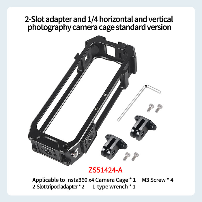Magnetic Folding 1/4 Horizontal And Vertical Shooting Camera Quick Installation and Disassembly Cage Extended Protection Frame for Insta360 x4 Action Cameras