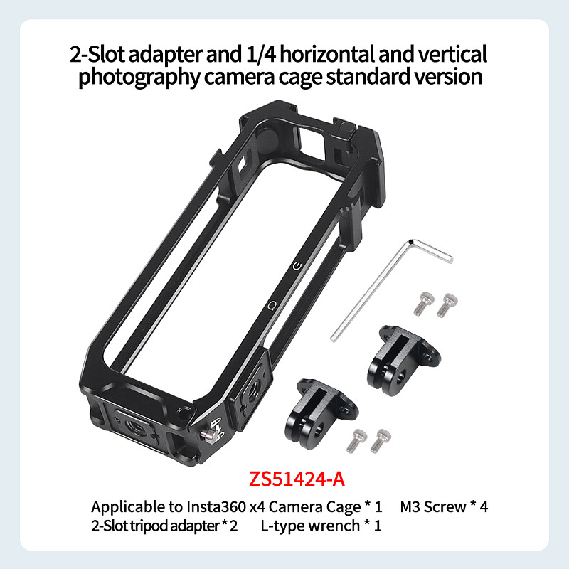 Magnetic Folding 1/4 Horizontal And Vertical Shooting Camera Quick Installation and Disassembly Cage Extended Protection Frame for Insta360 x4 Action Cameras