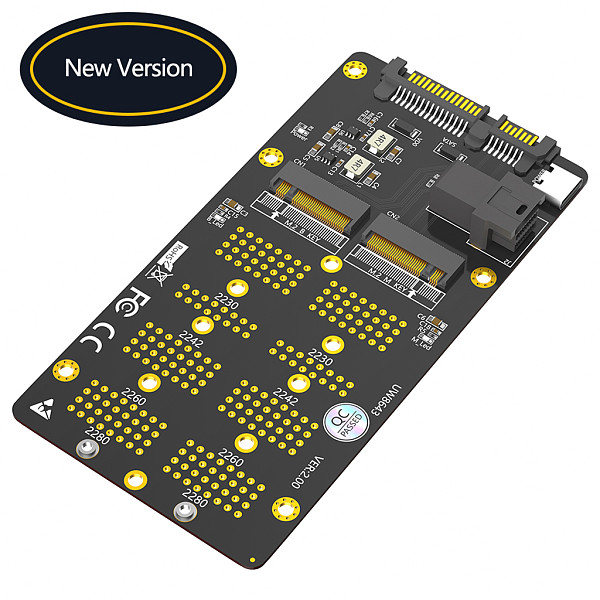 New version 2 in 1 Combo M.2(NGFF) NVMe SSD/SATA-Bus SSD to SFF-8643 and SATA Adapter