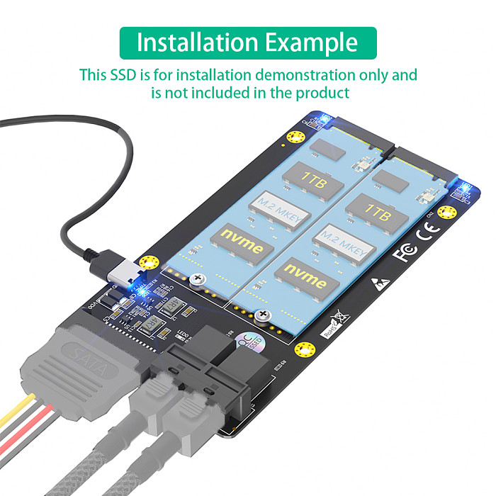 New Version Dual M.2 NVME SSD to Dual SFF-8643 Adapter
