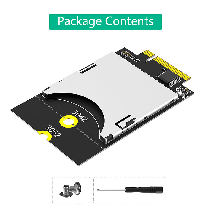 New Version SD Card to NGFF Key B Adapter Supports M.2 key B in format 3042/3052 For Laptop/Embedded Computers