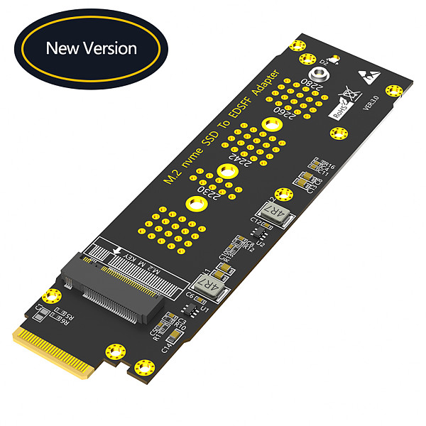 New version NVMe M.2 SSD to NVMe EDSFF E1.S SSD Adapter M.2 NGFF Type 2230/2242/2260/2280M M Key Supports PCIe Gen4 and Gen3 x4 Lane M.2 NVMe SSD ﻿