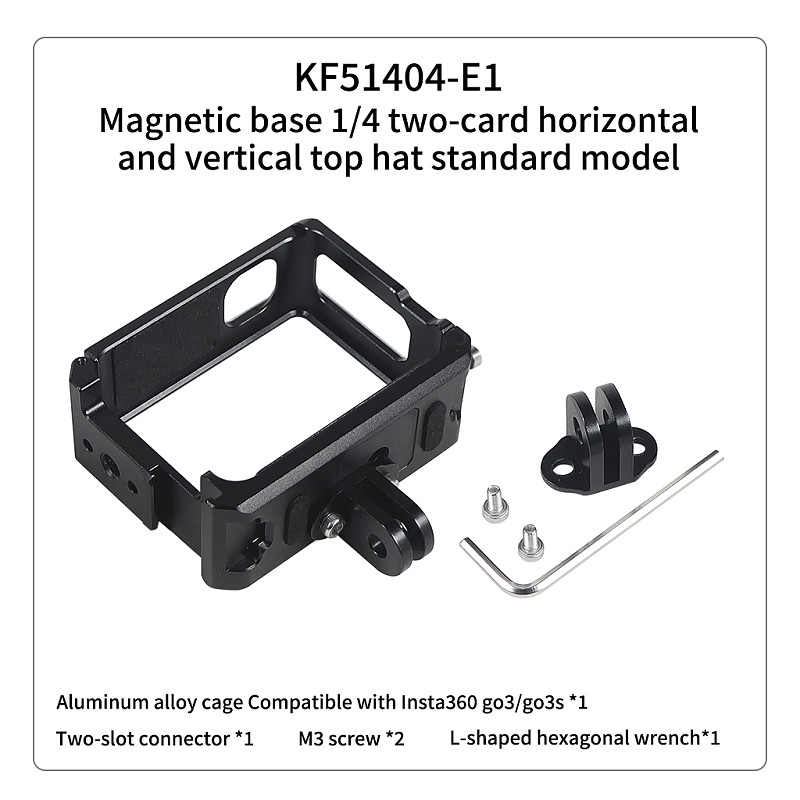 For insta360 go3/go3sMount Camera Cage 1/4 Protective Frame Cold Shoe Horizontal And Vertical Shooting Magnetic Quick Release Expansion Accesorries