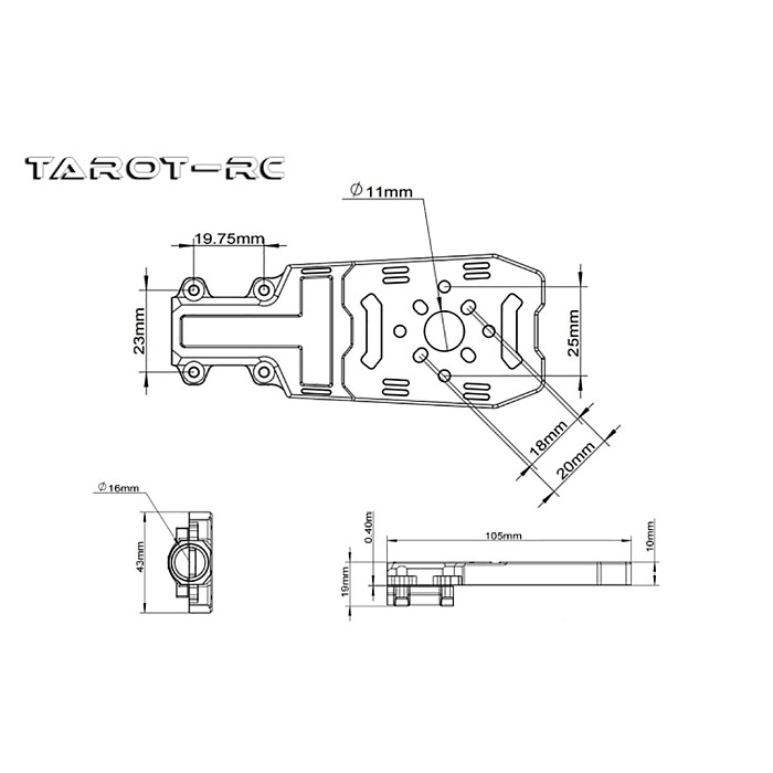 Tarot Motor Mount Metal 16mm LIGHTWEIGHT Hexacopter Folding Frame TL68B51 For Drone