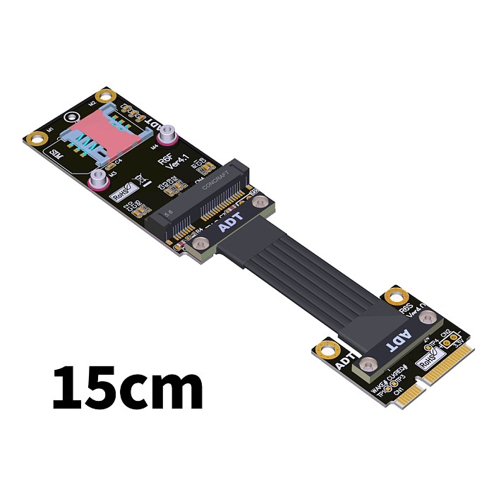 PCIe 3.0/4.0x1 mini-PCIe to mini-pcie Male to Female Extension Cable for Wireless Network Card to Motherboard Connection Cord