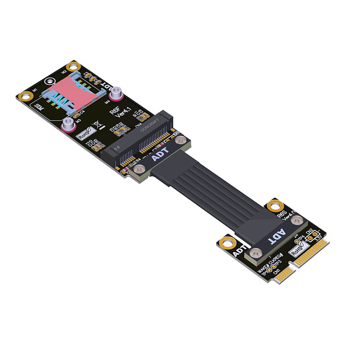PCIe 3.0/4.0x1 mini-PCIe to mini-pcie Male to Female Extension Cable for Wireless Network Card to Motherboard Connection Cord