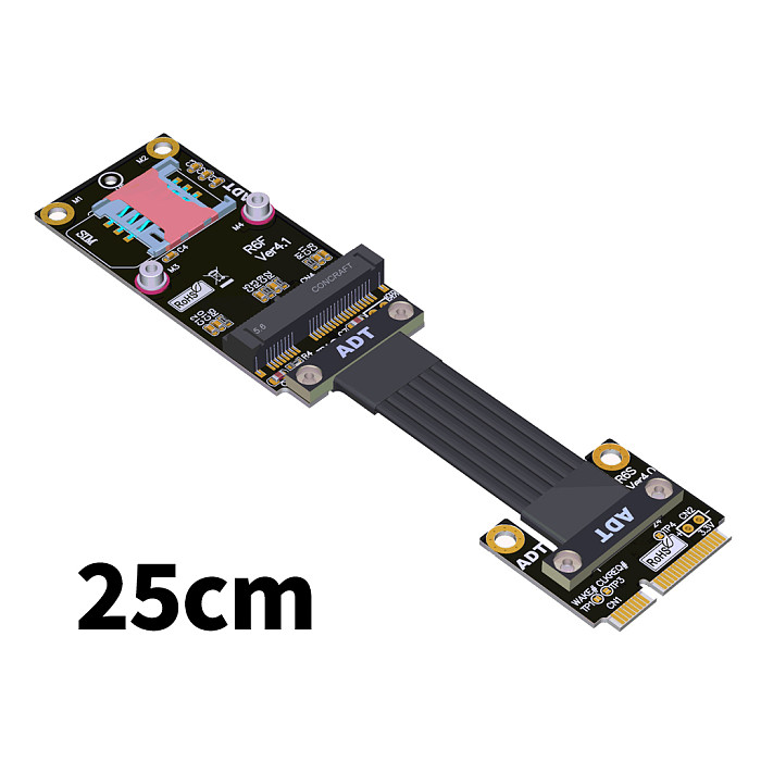 PCIe 3.0/4.0x1 mini-PCIe to mini-pcie Male to Female Extension Cable for Wireless Network Card to Motherboard Connection Cord