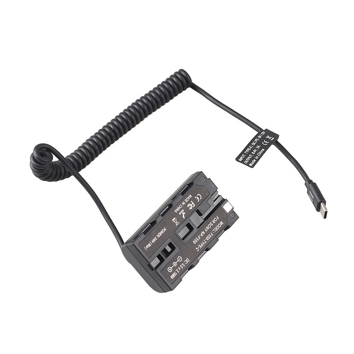 Type C USB to NP-F550 Analog Dummy Battery With Spring Wire For Sony F530 F550 F570 F750 F770 F970 Camera External Power Supply
